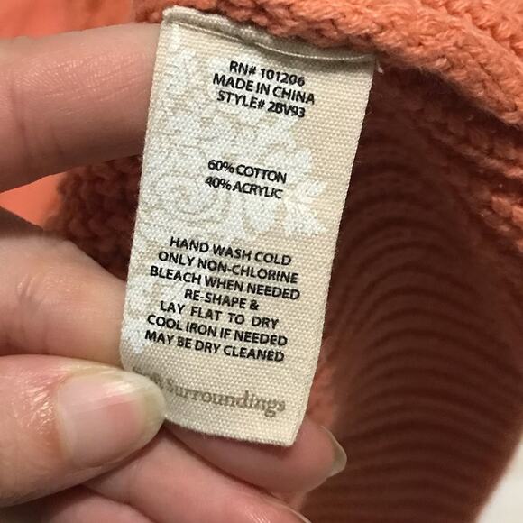 Soft Surroundings Long Line Tunic Knit Sweater Peach Pockets Cotton Size Small - Picture 3 of 3